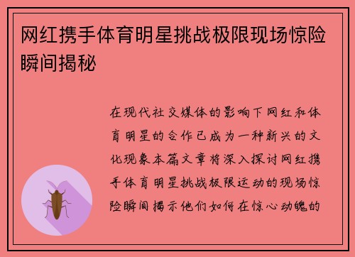 网红携手体育明星挑战极限现场惊险瞬间揭秘